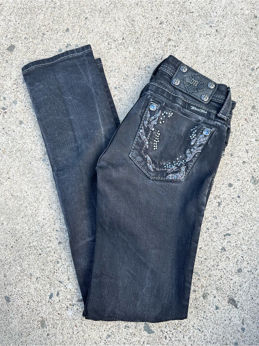 Miss Me Black Skinny Jeans with Embellished Back Pockets